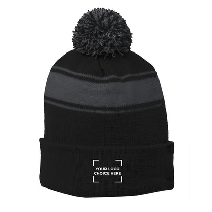 Sport-Tek® Stripe Pom Pom Beanie